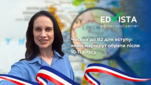 викладач EdVista на фоні карти Чехії для підготовки чеської до B2